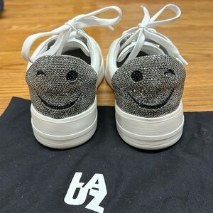 Lola Cruz White Silver Smiley Sneaker. Sz 36